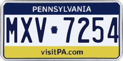 PA license plate MXV7254