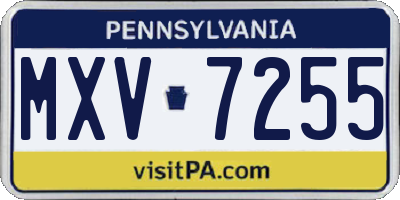 PA license plate MXV7255