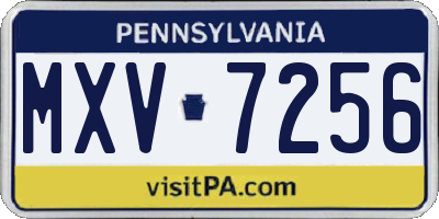 PA license plate MXV7256