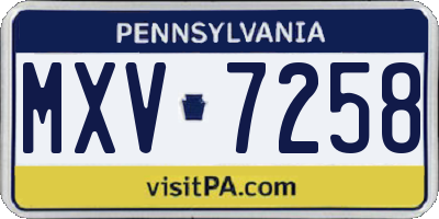 PA license plate MXV7258