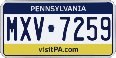 PA license plate MXV7259