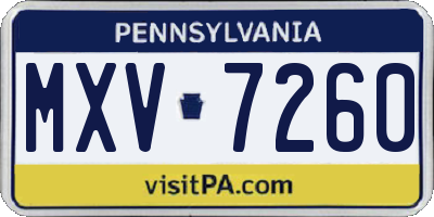 PA license plate MXV7260