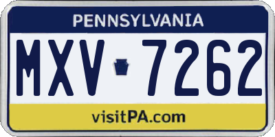 PA license plate MXV7262