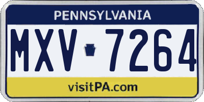 PA license plate MXV7264
