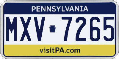 PA license plate MXV7265
