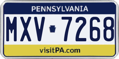PA license plate MXV7268