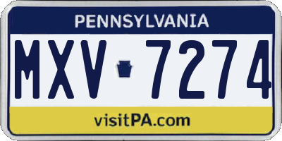 PA license plate MXV7274