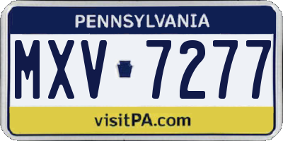 PA license plate MXV7277