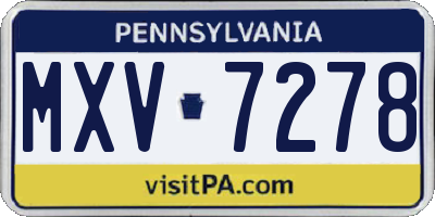 PA license plate MXV7278
