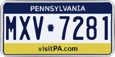 PA license plate MXV7281