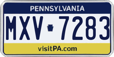 PA license plate MXV7283