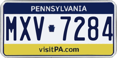 PA license plate MXV7284
