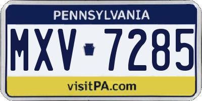 PA license plate MXV7285