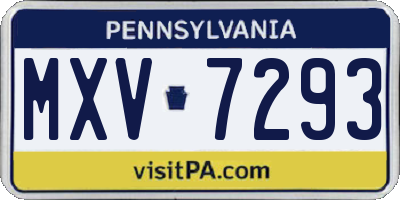 PA license plate MXV7293