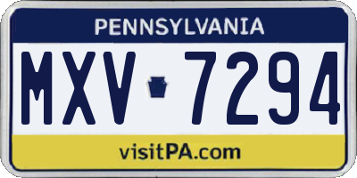 PA license plate MXV7294