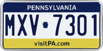 PA license plate MXV7301