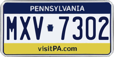 PA license plate MXV7302