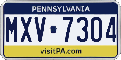 PA license plate MXV7304