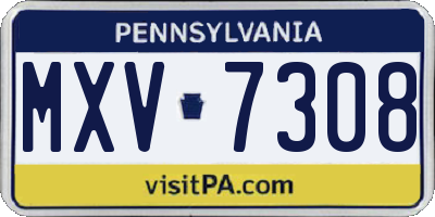 PA license plate MXV7308