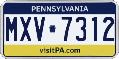 PA license plate MXV7312