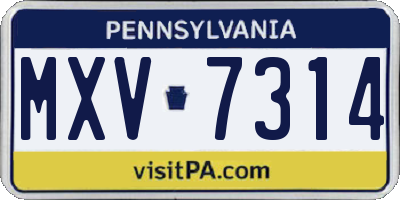 PA license plate MXV7314