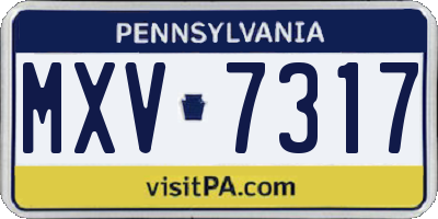 PA license plate MXV7317