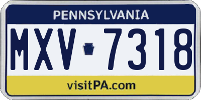PA license plate MXV7318