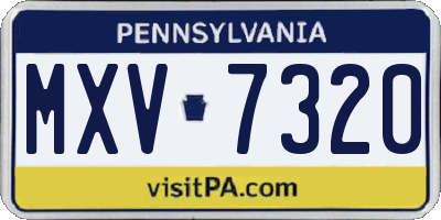 PA license plate MXV7320