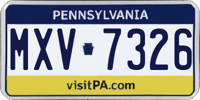 PA license plate MXV7326