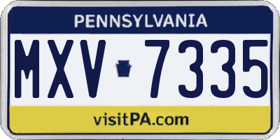 PA license plate MXV7335