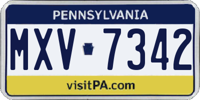 PA license plate MXV7342