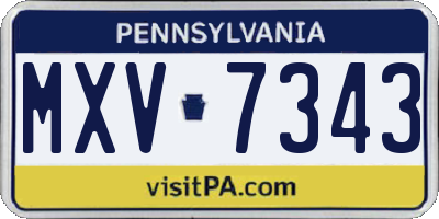 PA license plate MXV7343