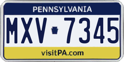 PA license plate MXV7345