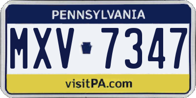 PA license plate MXV7347