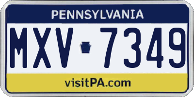 PA license plate MXV7349
