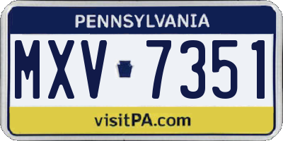 PA license plate MXV7351