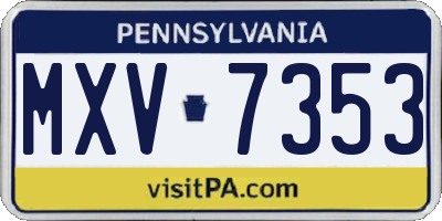 PA license plate MXV7353