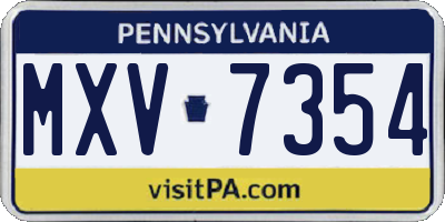 PA license plate MXV7354