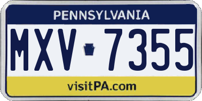 PA license plate MXV7355