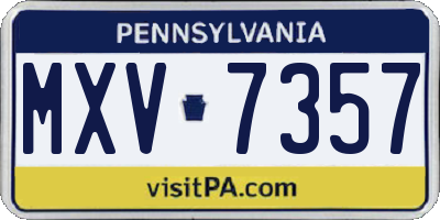 PA license plate MXV7357