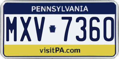 PA license plate MXV7360