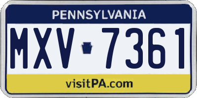 PA license plate MXV7361
