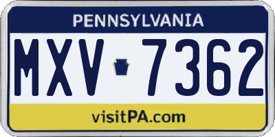 PA license plate MXV7362