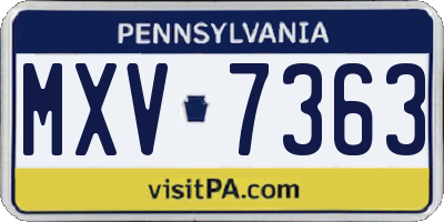 PA license plate MXV7363