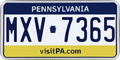 PA license plate MXV7365