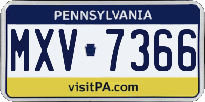 PA license plate MXV7366