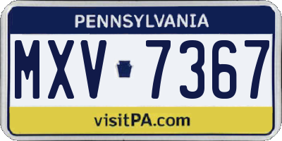 PA license plate MXV7367