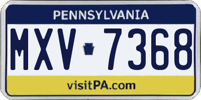 PA license plate MXV7368