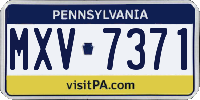 PA license plate MXV7371
