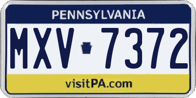 PA license plate MXV7372